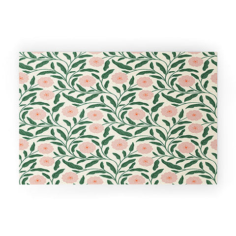 BlueLela Bold Pink Botanical Blooms Light Welcome Mat