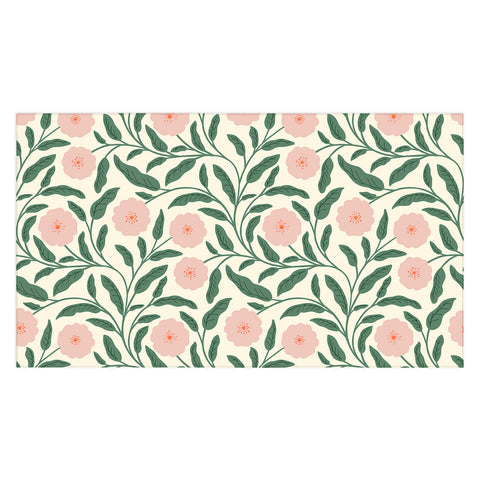 BlueLela Bold Pink Botanical Blooms Light Tablecloth