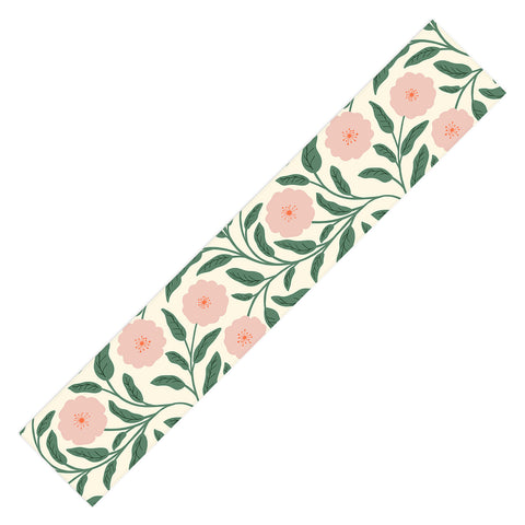 BlueLela Bold Pink Botanical Blooms Light Table Runner