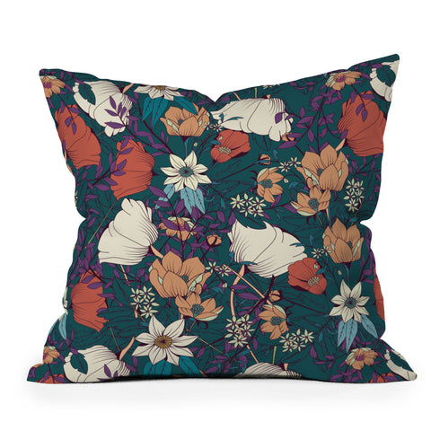 BlueLela Botanical pattern 008 Outdoor Throw Pillow