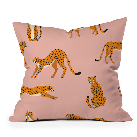 BlueLela Cheetahs pattern on pink Outdoor Throw Pillow