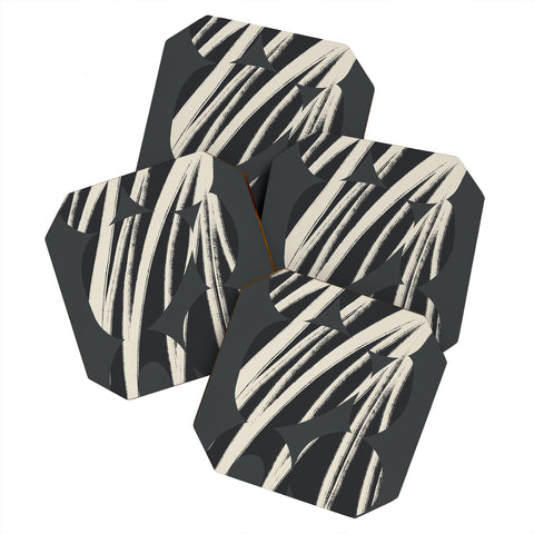 Bohomadic.Studio Abstract Shape with Black Line Coaster Set