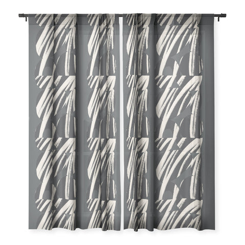 Bohomadic.Studio Abstract Shape with Black Line Sheer Window Curtain