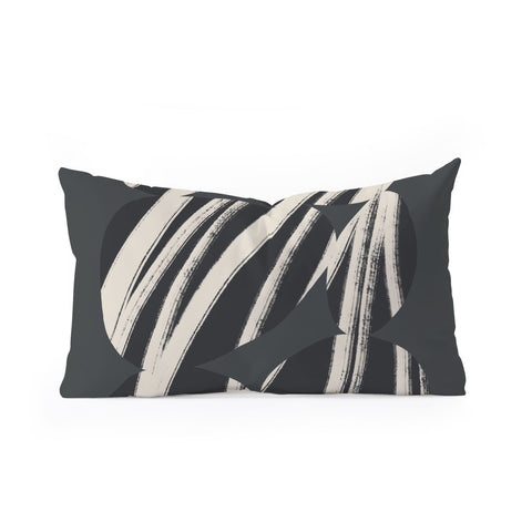 Bohomadic.Studio Abstract Shape with Black Line Oblong Throw Pillow