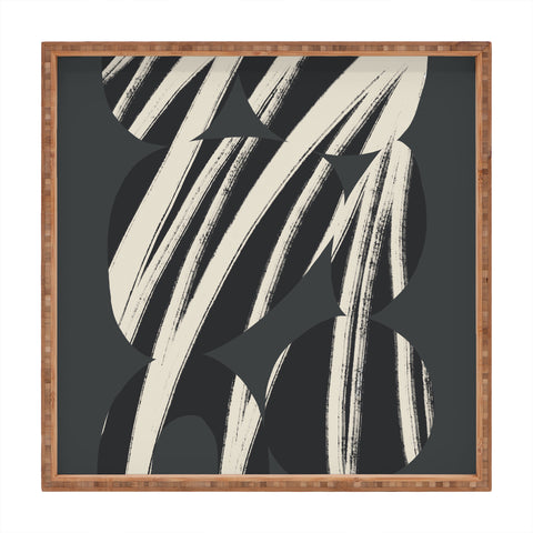 Bohomadic.Studio Abstract Shape with Black Line Square Tray