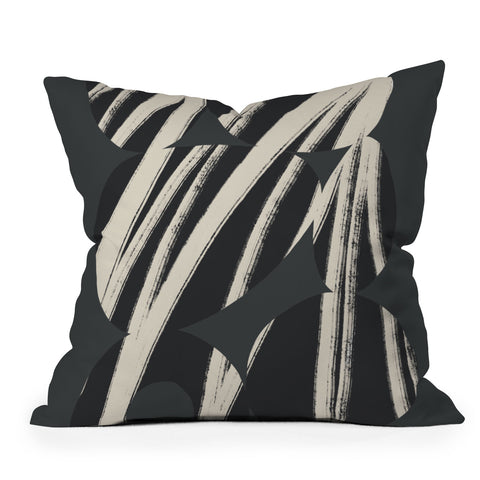 Bohomadic.Studio Abstract Shape with Black Line Outdoor Throw Pillow
