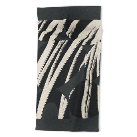 Bohomadic.Studio Abstract Shape with Black Line Beach Towel