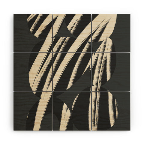 Bohomadic.Studio Abstract Shape with Black Line Wood Wall Mural