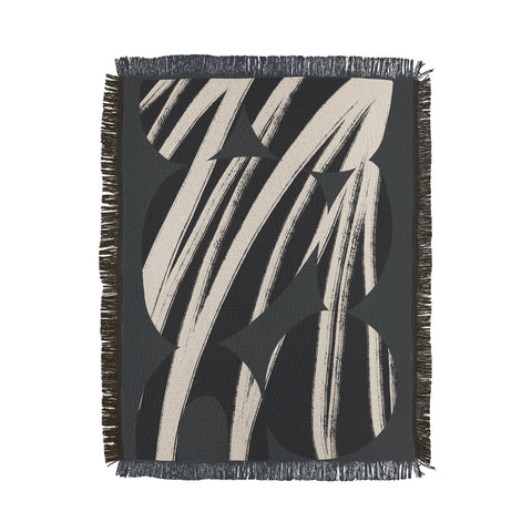 Bohomadic.Studio Abstract Shape with Black Line Throw Blanket