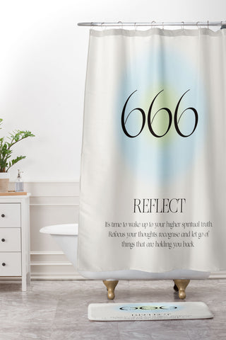 Bohomadic.Studio Angel Number 666 Reflect Shower Curtain And Mat