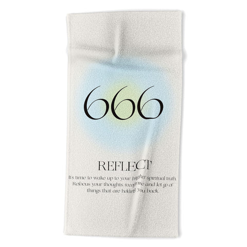 Bohomadic.Studio Angel Number 666 Reflect Beach Towel