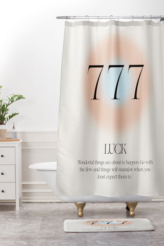 Bohomadic.Studio Angel Number 777 Luck Shower Curtain And Mat
