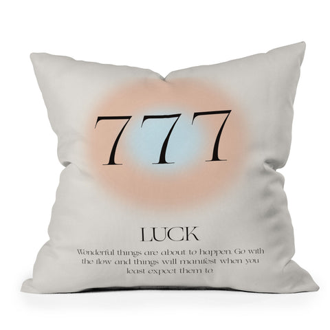 Bohomadic.Studio Angel Number 777 Luck Outdoor Throw Pillow