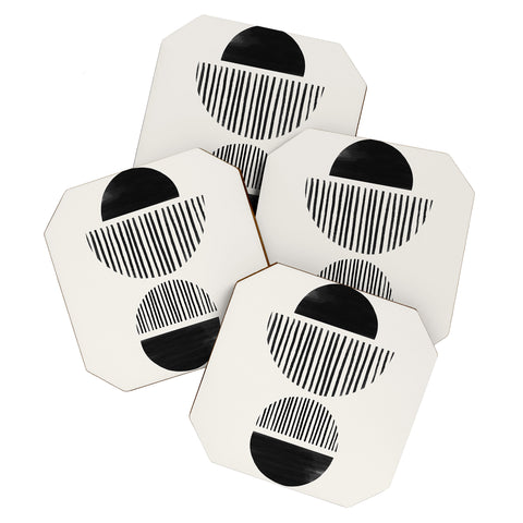 Bohomadic.Studio Balancing Stripes NO1 Black Coaster Set