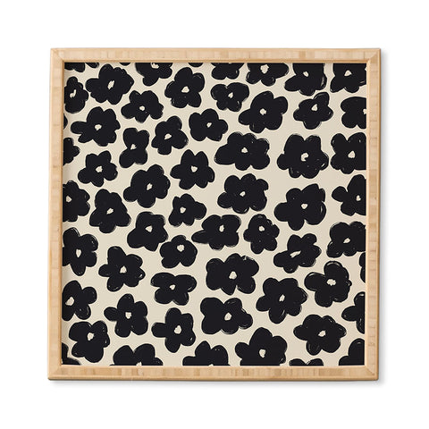 Bohomadic.Studio Black and White Daisy Pattern Framed Wall Art