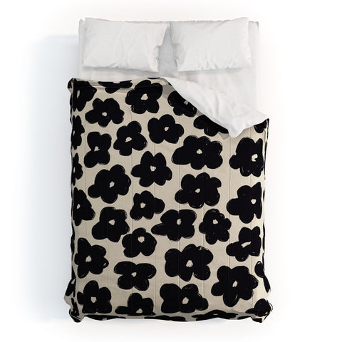 Bohomadic.Studio Black and White Daisy Pattern Comforter