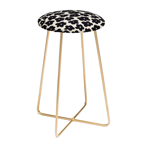 Bohomadic.Studio Black and White Daisy Pattern Counter Stool