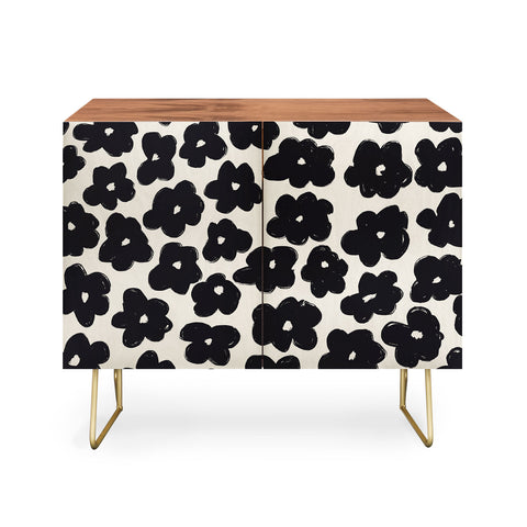 Bohomadic.Studio Black and White Daisy Pattern Credenza