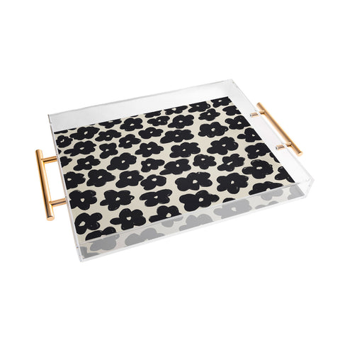 Bohomadic.Studio Black and White Daisy Pattern Acrylic Tray