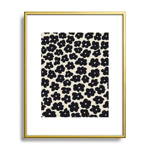 Bohomadic.Studio Black and White Daisy Pattern Metal Framed Art Print