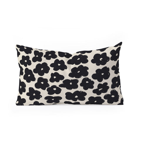 Bohomadic.Studio Black and White Daisy Pattern Oblong Throw Pillow