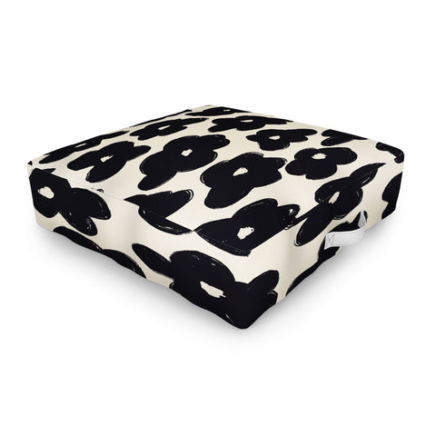 Bohomadic.Studio Black and White Daisy Pattern Outdoor Floor Cushion