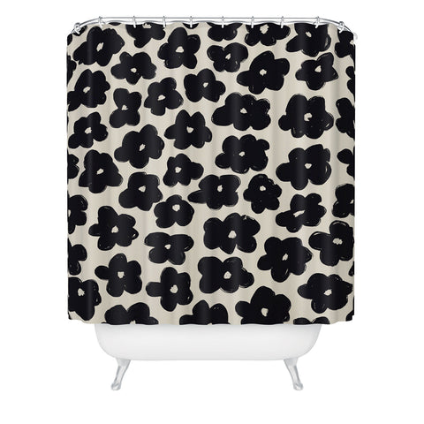 Bohomadic.Studio Black and White Daisy Pattern Shower Curtain
