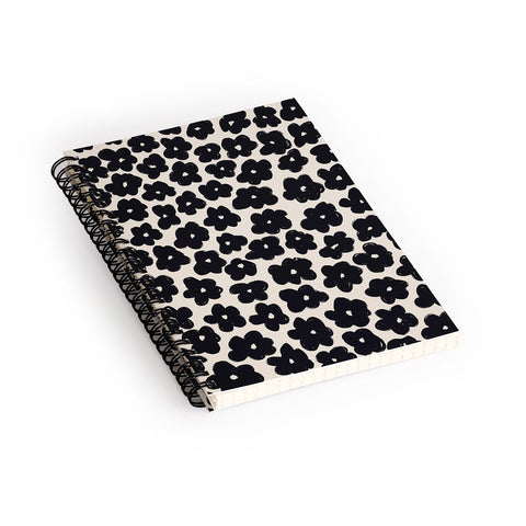 Bohomadic.Studio Black and White Daisy Pattern Spiral Notebook