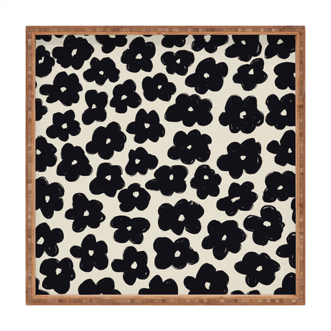 Bohomadic.Studio Black and White Daisy Pattern Square Tray