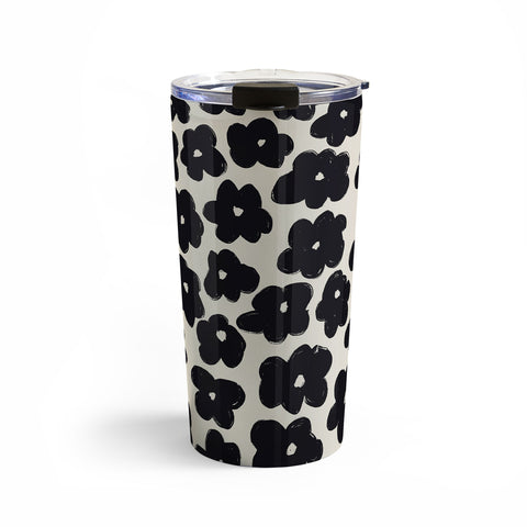 Bohomadic.Studio Black and White Daisy Pattern Travel Mug