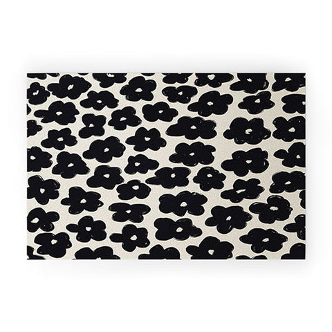 Bohomadic.Studio Black and White Daisy Pattern Welcome Mat