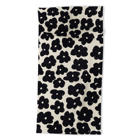 Bohomadic.Studio Black and White Daisy Pattern Beach Towel