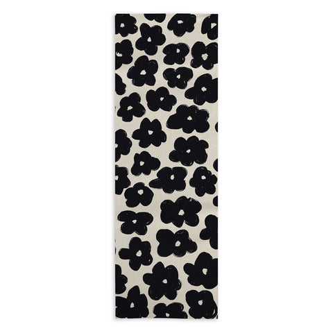 Bohomadic.Studio Black and White Daisy Pattern Yoga Towel