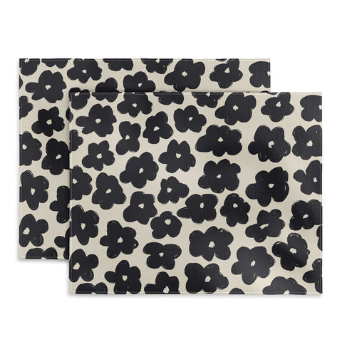 Bohomadic.Studio Black and White Daisy Pattern Placemat