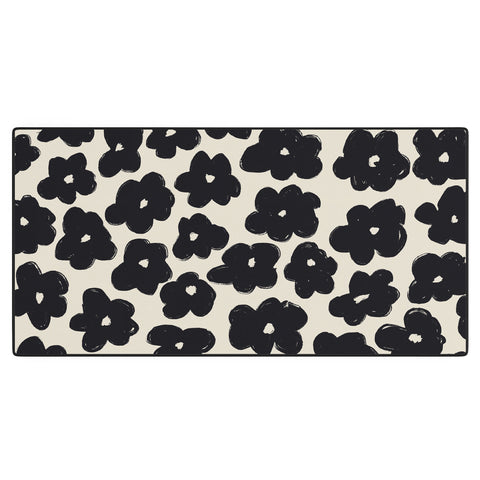 Bohomadic.Studio Black and White Daisy Pattern Desk Mat