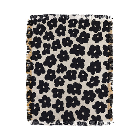 Bohomadic.Studio Black and White Daisy Pattern Throw Blanket