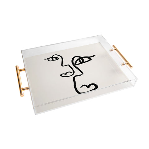 Bohomadic.Studio Double Line Faces Black Acrylic Tray