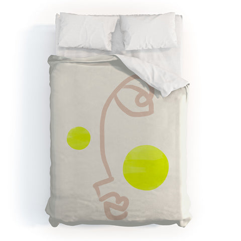 Bohomadic.Studio Faces Neon Blush Duvet Cover