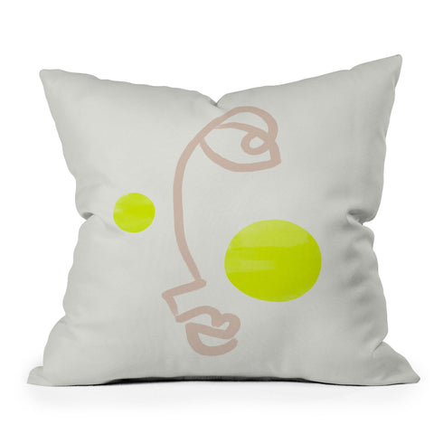Bohomadic.Studio Faces Neon Blush Outdoor Throw Pillow
