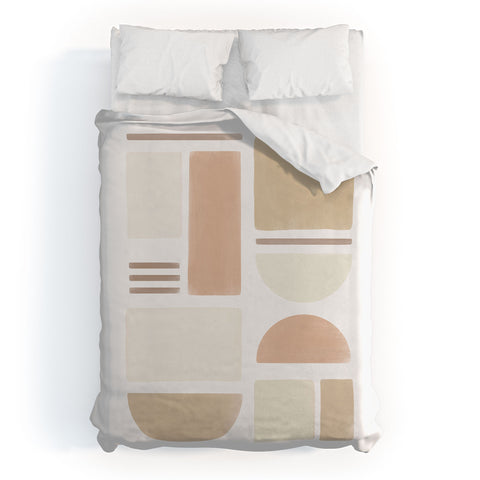 Bohomadic.Studio Geometric Shapes in Creme and Soft Pink Duvet Cover