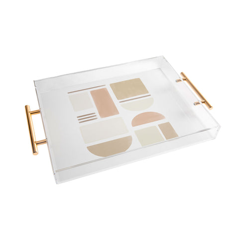 Bohomadic.Studio Geometric Shapes in Creme and Soft Pink Acrylic Tray