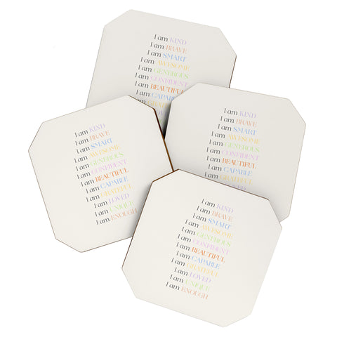 Bohomadic.Studio I Am Kind Smart Loved Daily A Coaster Set