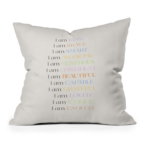 Bohomadic.Studio I Am Kind Smart Loved Daily A Outdoor Throw Pillow