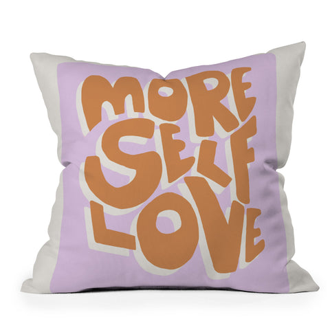 Bohomadic.Studio Modern More Self Love Quote Outdoor Throw Pillow