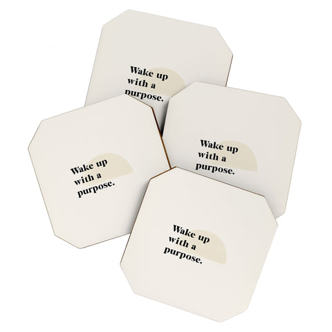 Bohomadic.Studio Wake Up With A Purpose Motivational Quote Coaster Set