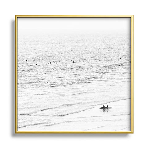 Bree Madden Three Surfers Square Metal Framed Art Print
