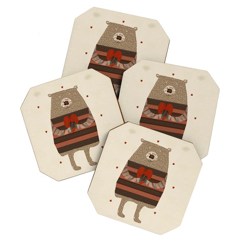Brian Buckley bear heart Coaster Set