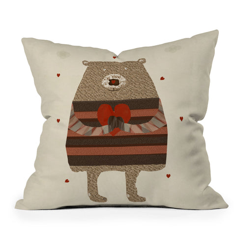 Brian Buckley bear heart Outdoor Throw Pillow