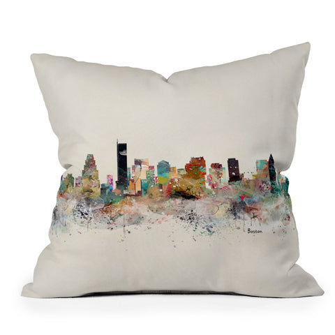 Brian Buckley boston city skyline Outdoor Throw Pillow