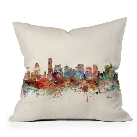 Brian Buckley Boston city watercolor Outdoor Throw Pillow